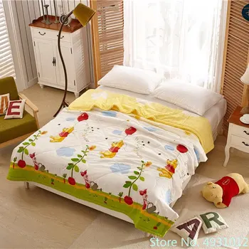 Детское Летнее одеяло Disney с Винни, Микки, Маусом и Минни 150x200 см, Мягкое одеяло с кондиционером, Стеганое одеяло для детской подарочной кровати