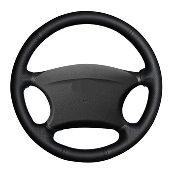 Крышка рулевого колеса автомобиля, сшитая вручную, Черная натуральная кожа для Chevrolet Niva 2002-2009, Lada 2110 2011-2014