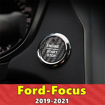Для крышки кнопки запуска двигателя автомобиля Ford Focus Наклейка из настоящего углеродного волокна 2019 2020 2021