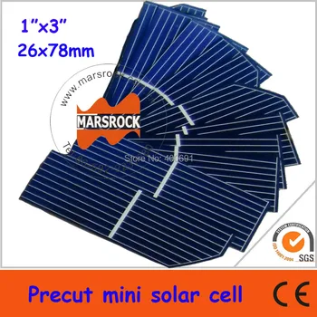 600шт 0,375 Вт 26x78 мм 1x3 дюйма маленький монокристаллический солнечный элемент для DIY панели солнечных батарей высочайшая эффективность--- Класс A бесплатная доставка