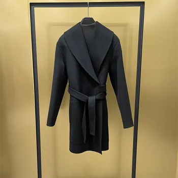Осеннее женское пальто, короткое кашемировое пальто, женское модное повседневное пальто высокого класса с волнистостью от воды