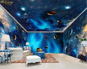 beibehang Пользовательские 3D обои шокирующее звездное небо космос межзвездная планета галактика планета аншлаг стены дома papel de parede настенная роспись
