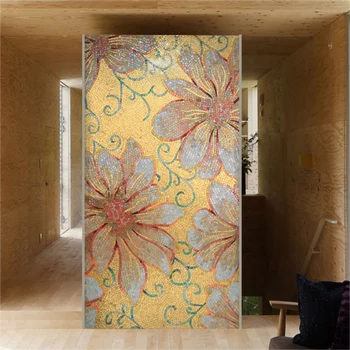 Настенная роспись из стеклянной мозаики с цветочным рисунком на заказ для украшения стен