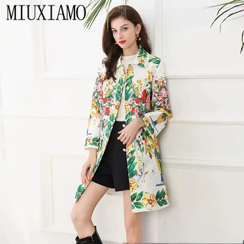 MIUXIMAO 2022, Новая осенне-зимняя женская одежда, Пальто с длинным рукавом и цветочным принтом, Модная элегантная куртка в офисном стиле, Vestidos