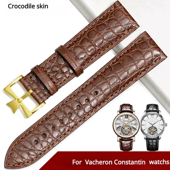 Ремешок из кожи аллигатора для часов Vacheron Constantin, кожаный ремешок из крокодиловой кожи, мужские модели 19 мм 20 мм 21 мм 22 мм