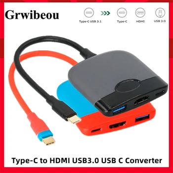 3 в 1 совместимый с Type C По HDMI Адаптер для зарядки USB 3.0 USB-C 3.1 Адаптер-концентратор для Mac Air Pro Huawei Mate10 Samsung S8 Plus