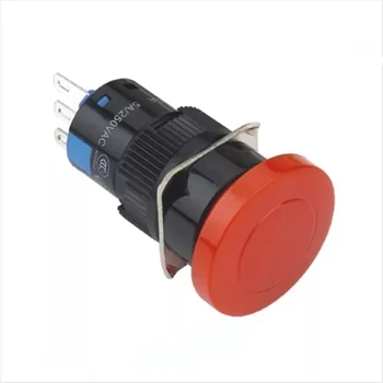 ELEWIND 16 мм Круглый пластиковый 3-контактный разъем Мгновенного действия (1NO1NC) Грибовидный кнопочный выключатель (PB161M-11/ R без подсветки)