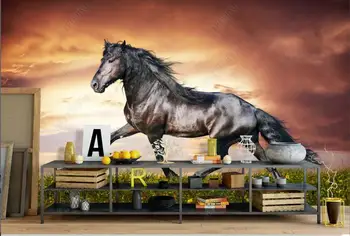 3d фотообои на заказ, красивая сильная лошадь, картина с изображением неба и лугов, домашний декор, обои для стен в рулонах, спальня