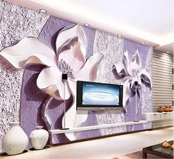 beibehang Высококачественная шелковая ткань рельеф Магнолия спальня ТВ фон обои украшение дома гостиная papel de parede