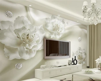 Пользовательские обои шелк алмаз цветок фон фреска украшение дома гостиная спальня настенная роспись живопись 3d обои
