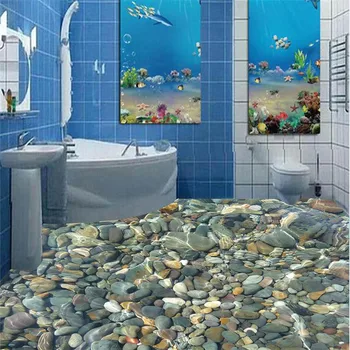 beibehang Современная живопись 3D настенная роспись для ванной комнаты из натуральной гальки нескользящие водонепроницаемые утолщенные самоклеящиеся ПВХ обои
