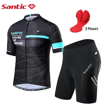Мужские велосипедные комплекты Santic, летние шорты для горного велосипеда, велосипедная майка, Топ, костюмы, велосипедные рубашки, комплект спортивной одежды с губчатой подушкой