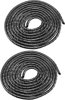 Keszoox, 2 шт., Спиральная проволочная обмотка, Кабельная обмотка, шнур 9/16 дюйма x 15 футов, Черная Полиэтиленовая трубка PE для компьютерного кабеля