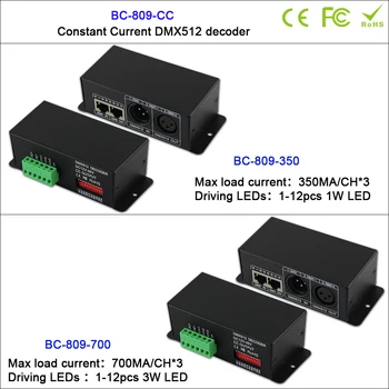 BC-809-CC 350mA/700mA 3CH DMX512 Декодер контроллер постоянного тока для светодиодной Ленты, светодиодный светильник, настенная шайба