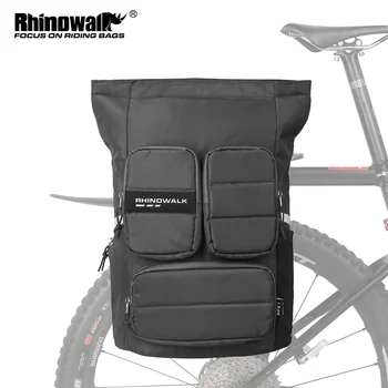 Rhinowalk 25L Велосипедная Сумка-Переноска, Портативный Велосипедный Рюкзак, Поддержка 15 дюймов, Задняя стойка для ноутбука, MTB, багажник, сумка с дождевиком